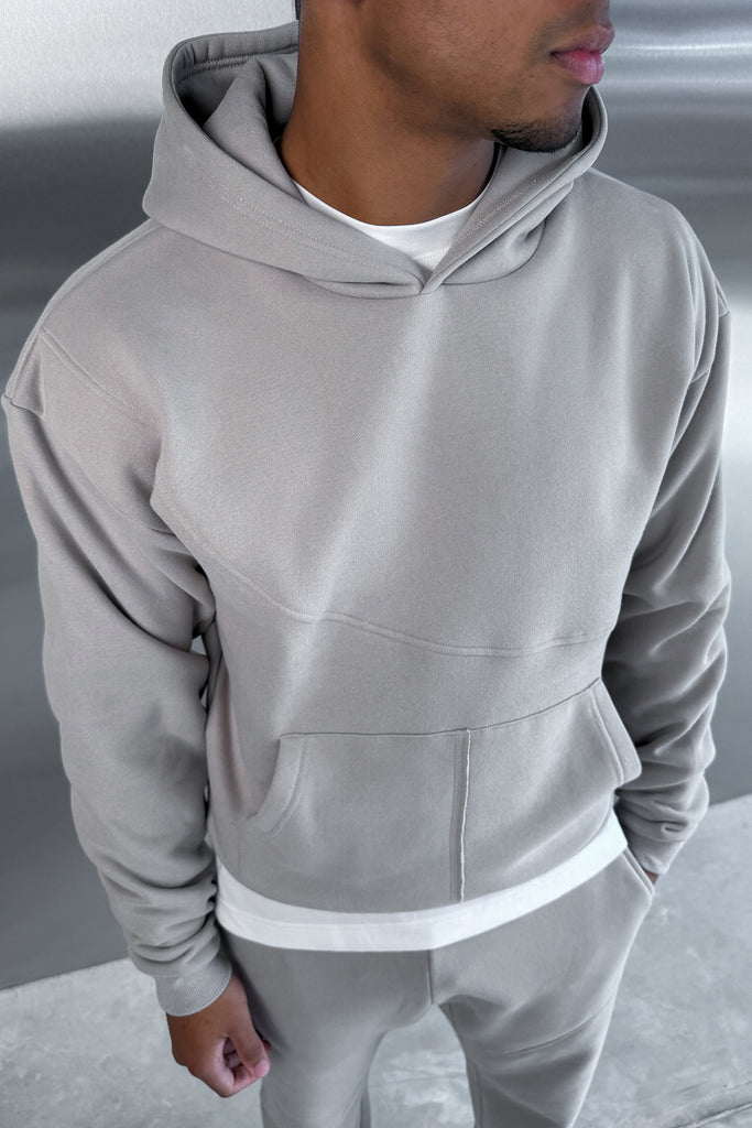 Curve Seam Boxy Hoodie - Grey