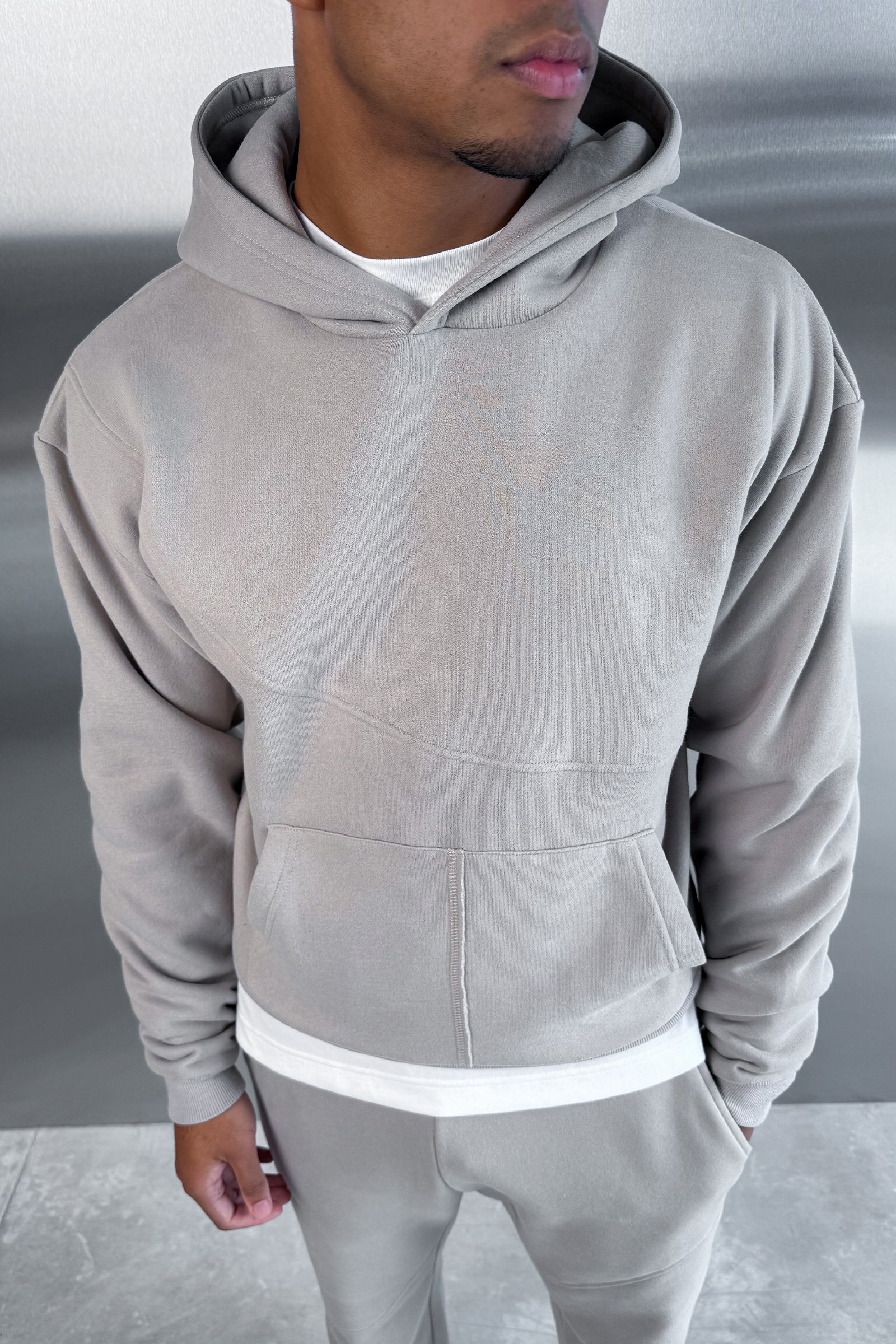 Curve Seam Boxy Hoodie - Grey