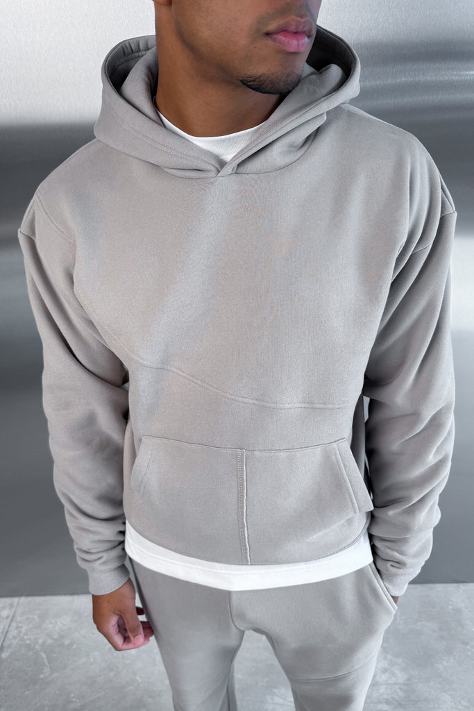Curve Seam Boxy Hoodie - Grey