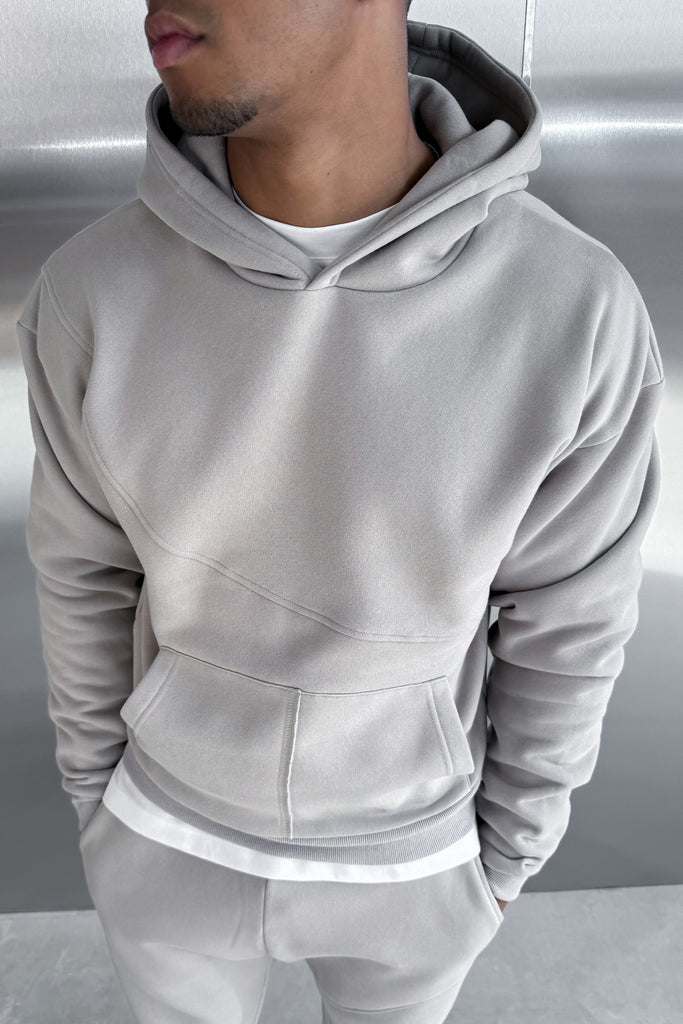 Curve Seam Boxy Hoodie - Grey