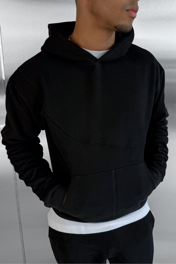 Curve Seam Boxy Hoodie - Black
