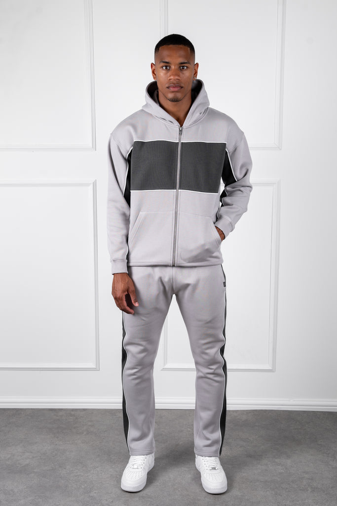 Panelled Straight Leg Jogger - Grey