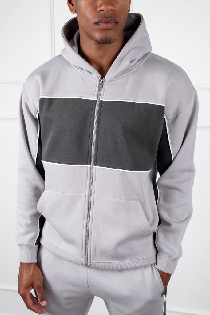 Panelled Straight Leg Jogger - Grey