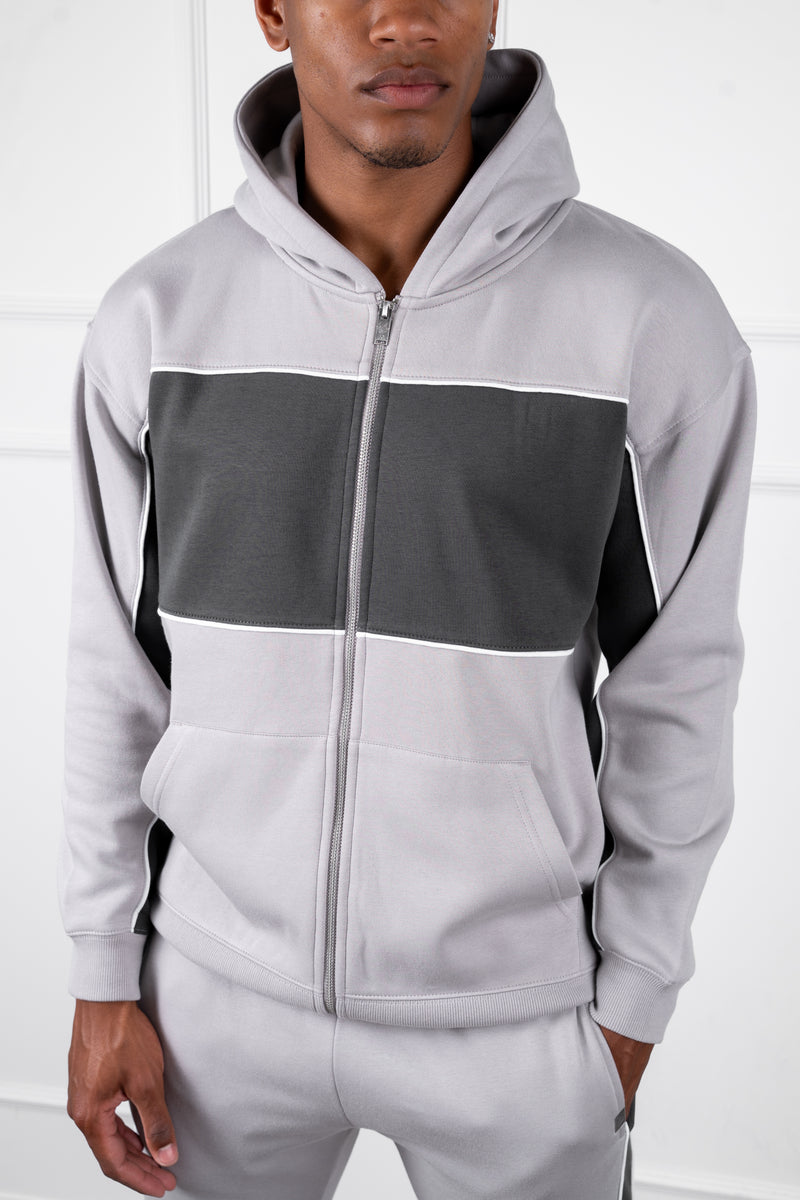 Panelled Straight Leg Jogger - Grey