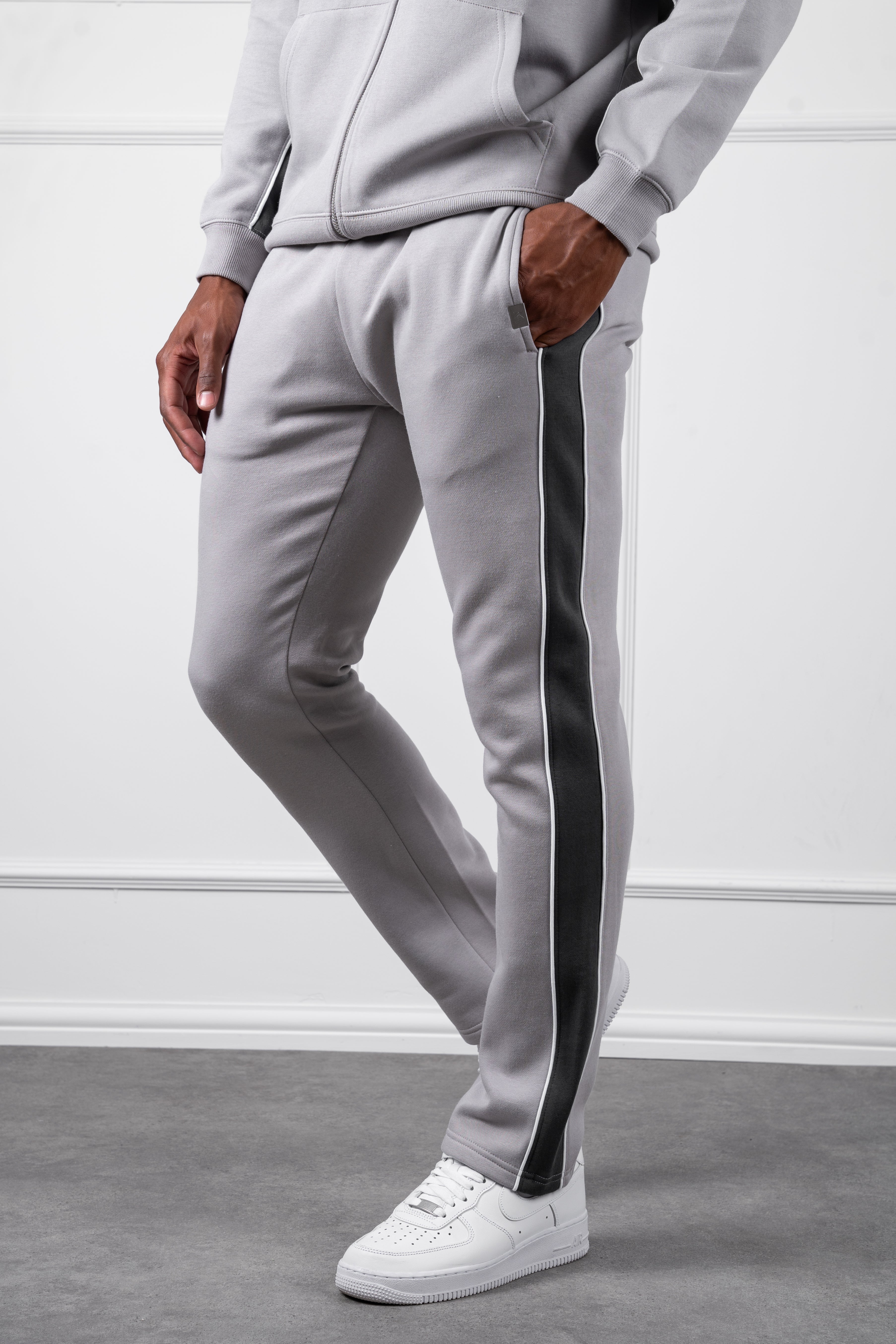 Panelled Straight Leg Jogger - Grey