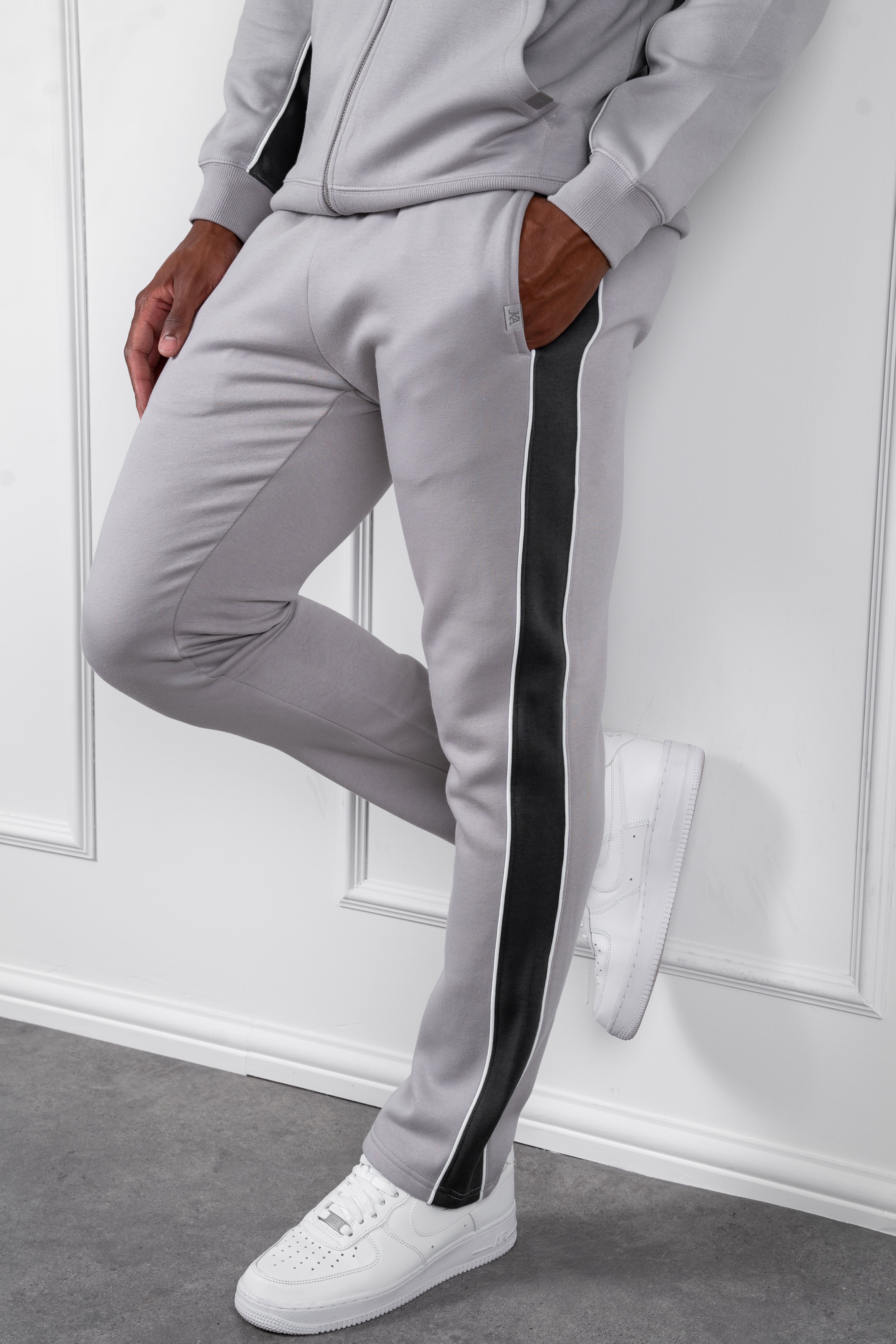 Panelled Straight Leg Jogger - Grey