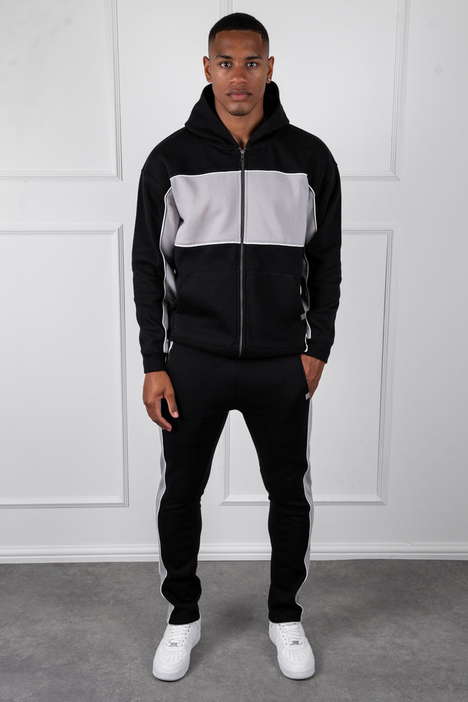 Panelled Straight Leg Jogger - Black