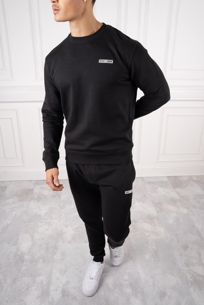 Day To Day Crew Neck Full Tracksuit - Black