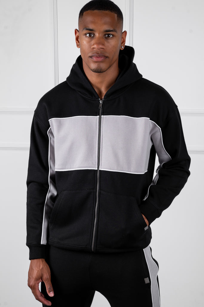 Panelled Straight Leg Jogger - Black