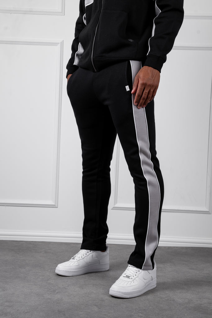 Panelled Straight Leg Jogger - Black