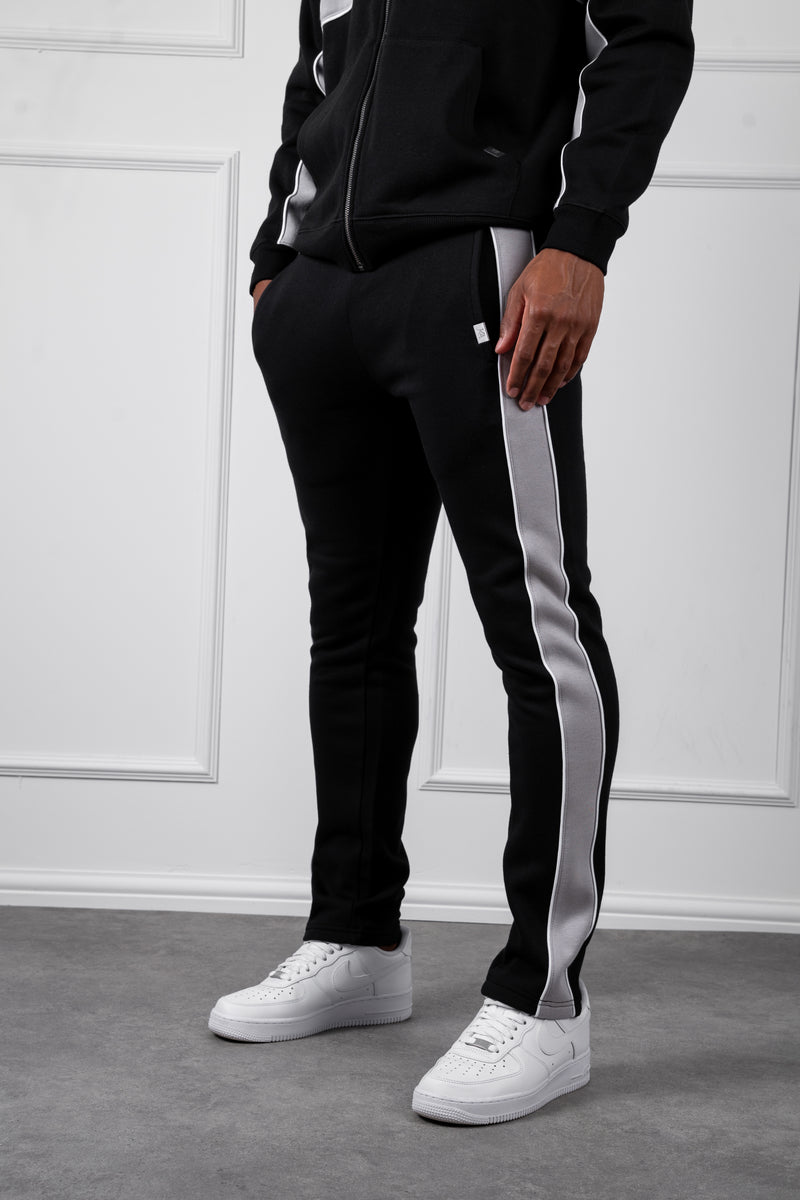 Panelled Straight Leg Jogger - Black