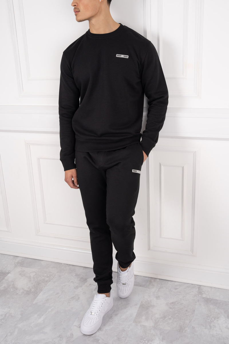 Day To Day Crew Neck Full Tracksuit - Black