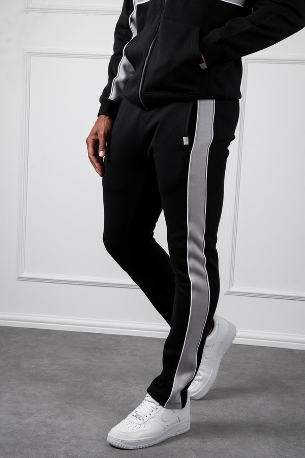 Panelled Straight Leg Jogger - Black
