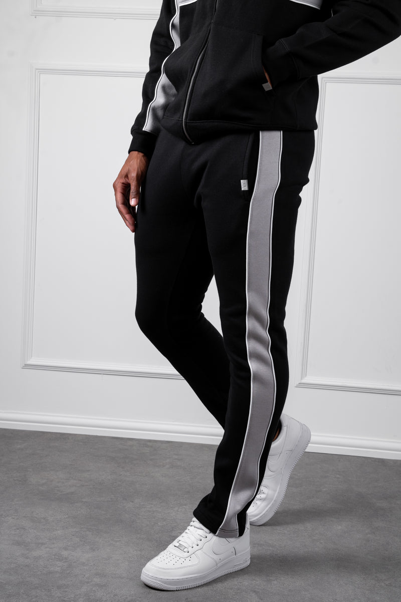 Panelled Straight Leg Jogger - Black