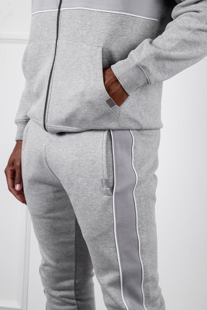 Panelled Straight Leg Jogger - Grey Marl