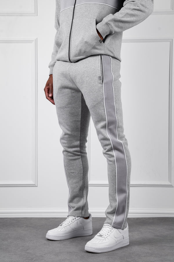 Panelled Straight Leg Jogger - Grey Marl
