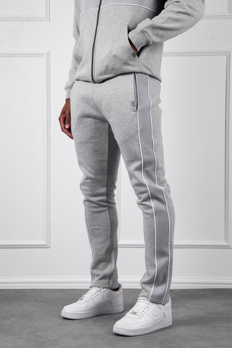 Panelled Straight Leg Jogger - Grey Marl