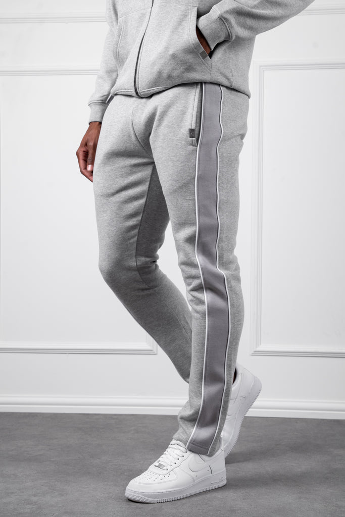 Panelled Straight Leg Jogger - Grey Marl