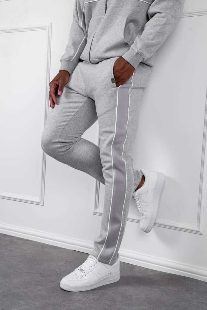 Panelled Straight Leg Jogger - Grey Marl