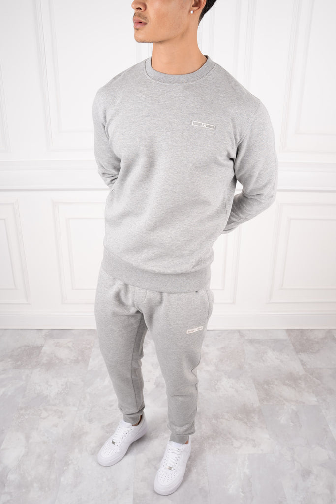 Day To Day Crew Neck Full Tracksuit - Grey Marl