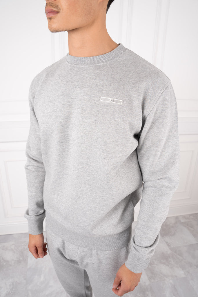 Day To Day Crew Neck Full Tracksuit - Grey Marl