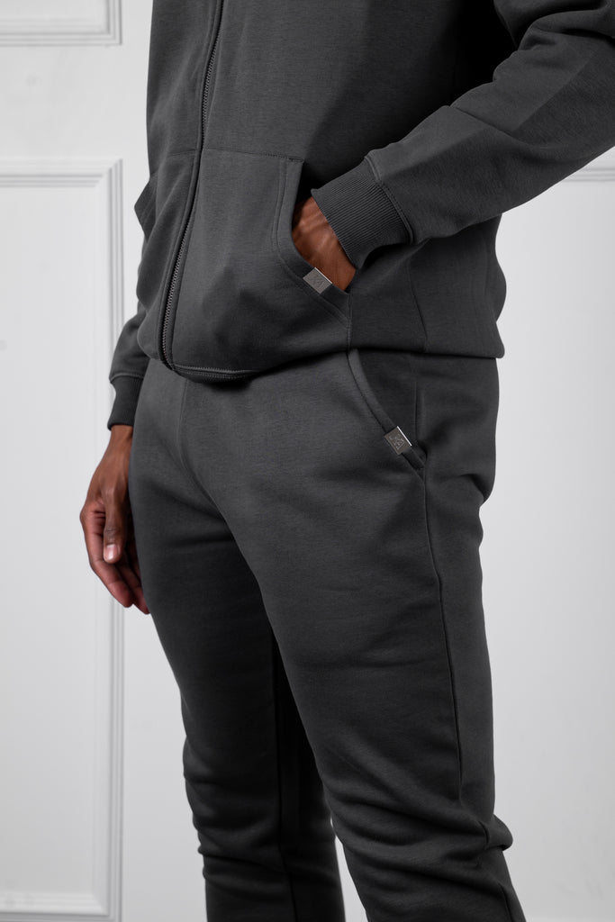 Relaxed Fit Zip Through Hoodie - Charcoal