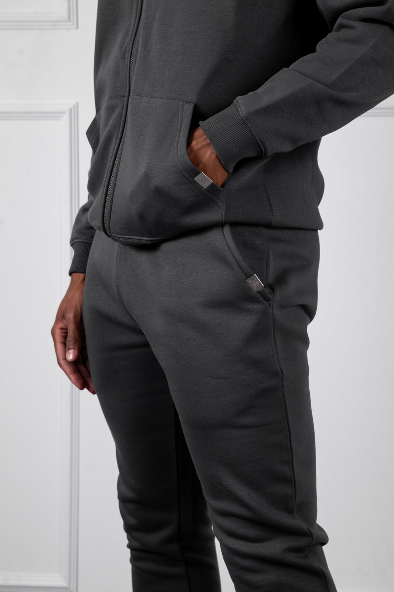Relaxed Fit Zip Through Hoodie - Charcoal