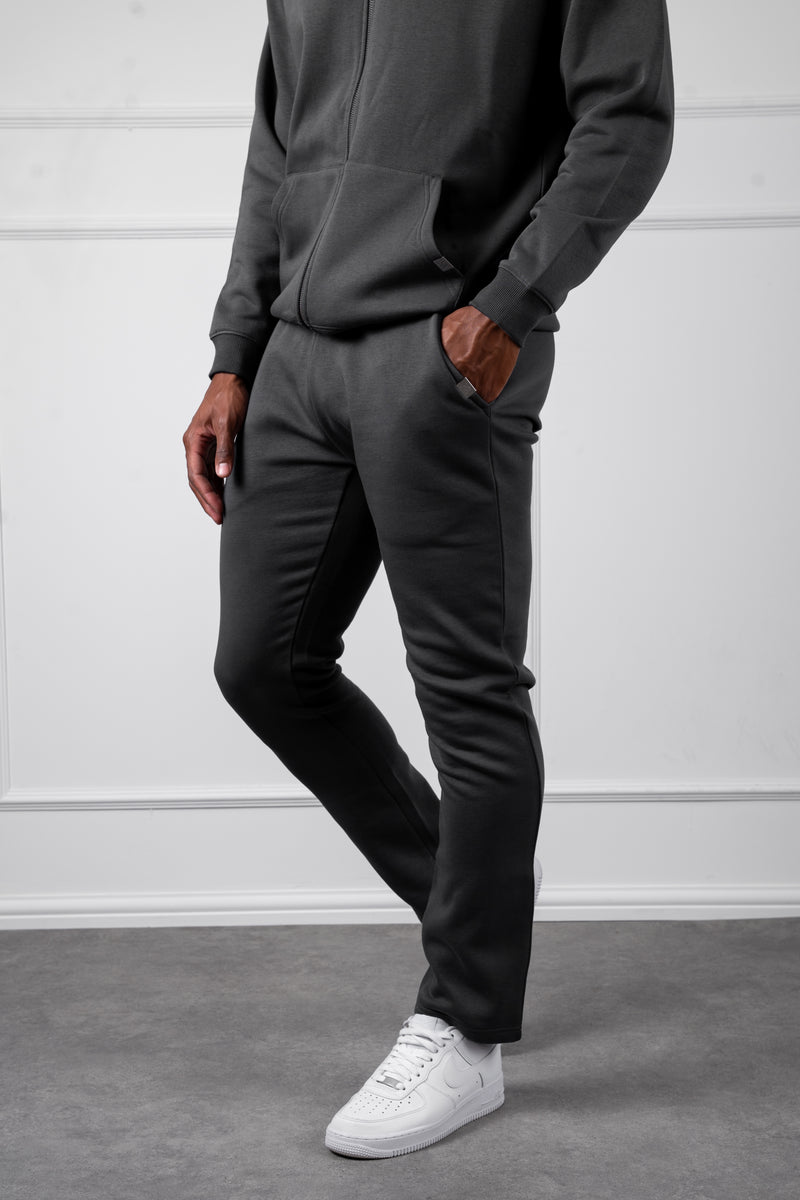 Relaxed Fit Zip Through Hoodie - Charcoal