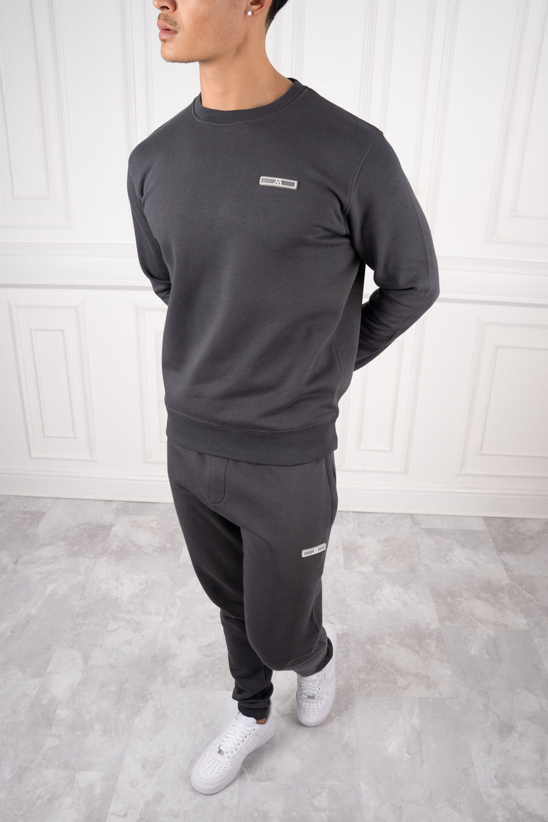 Day To Day Crew Neck Full Tracksuit - Charcoal