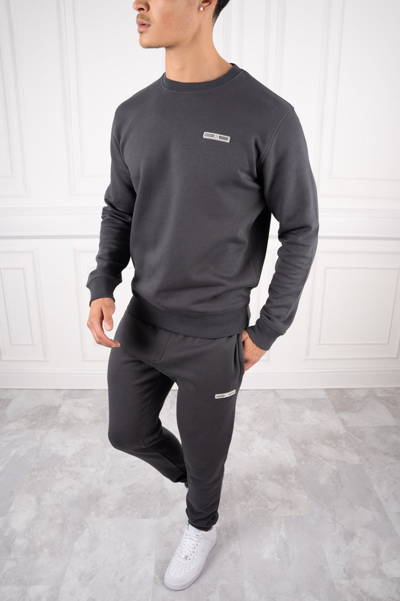 Day To Day Crew Neck Full Tracksuit - Charcoal