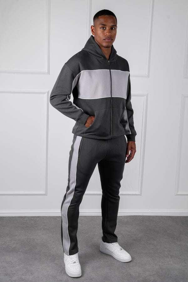 Panelled Straight Leg Jogger - Charcoal