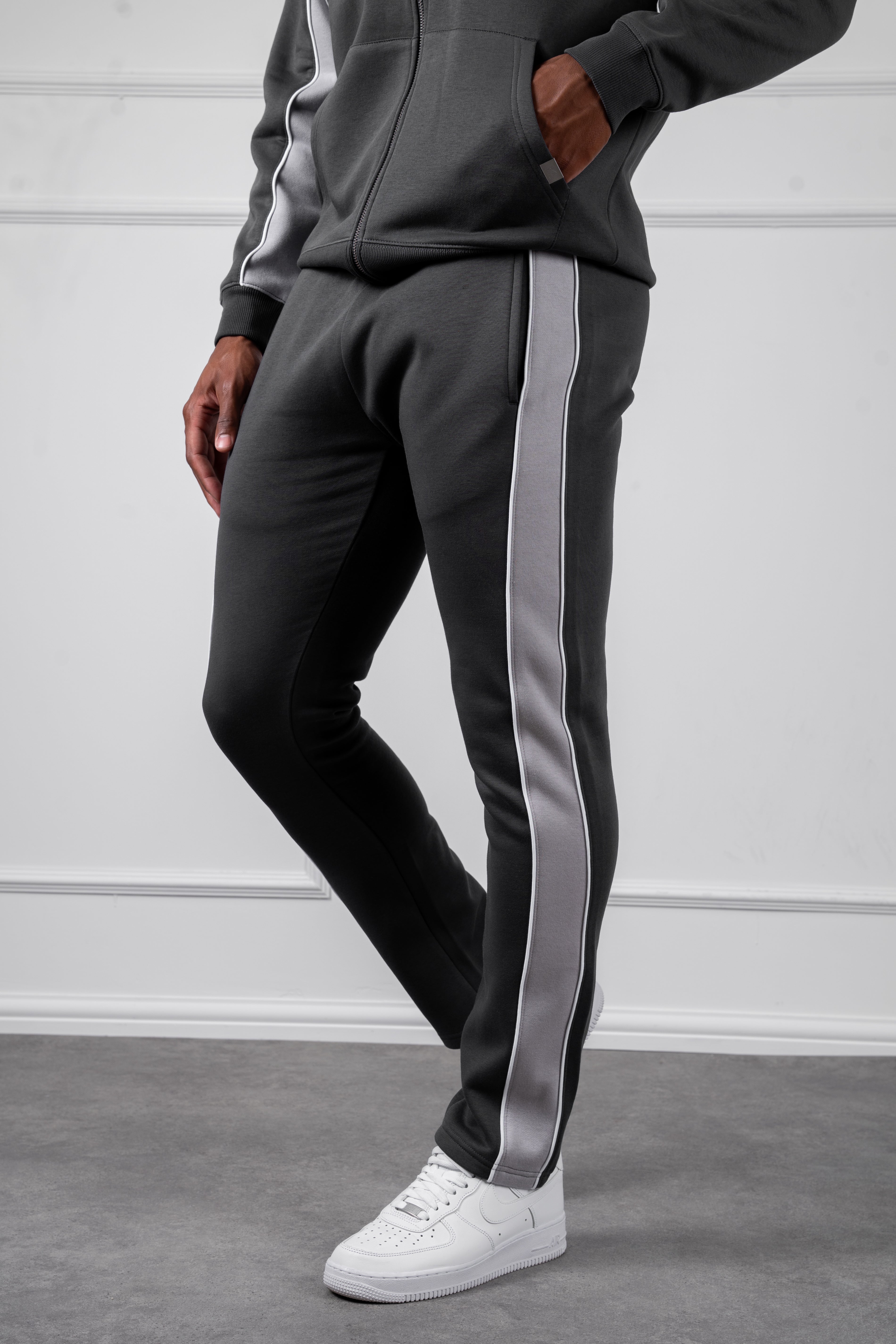 Panelled Straight Leg Jogger - Charcoal