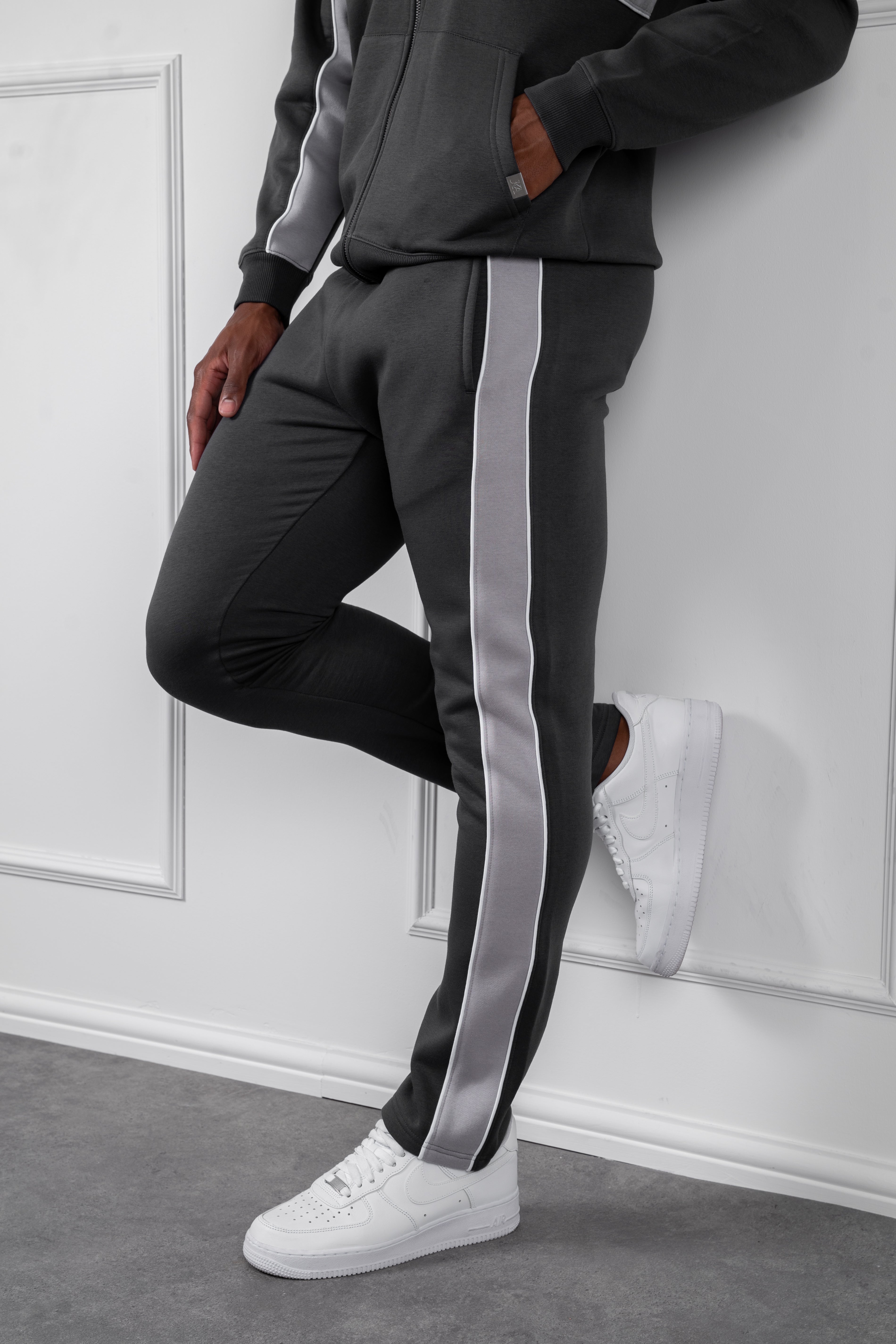 Panelled Straight Leg Jogger - Charcoal