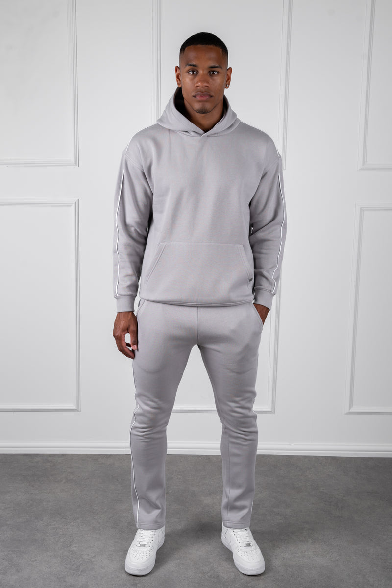 Piping Detail Straight Leg Jogger - Grey