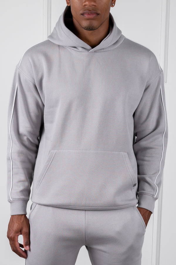 Piping Detail Hoodie - Grey