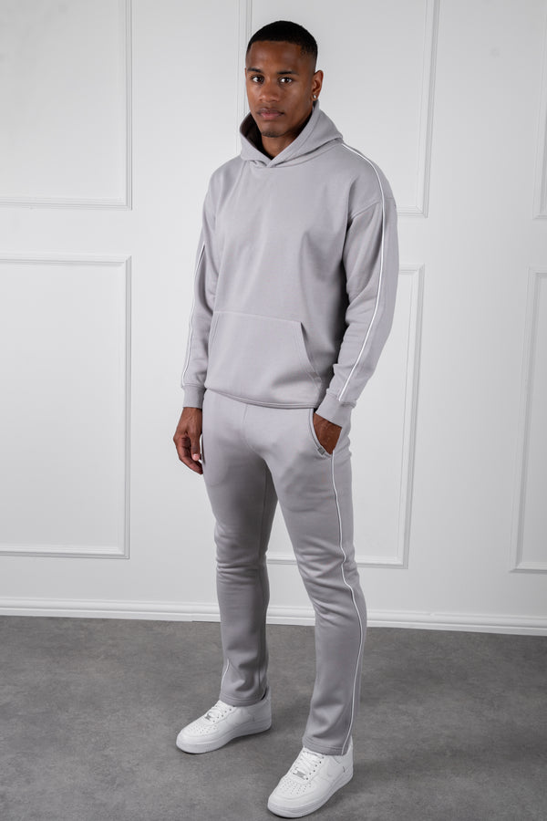 Piping Detail Straight Leg Jogger - Grey