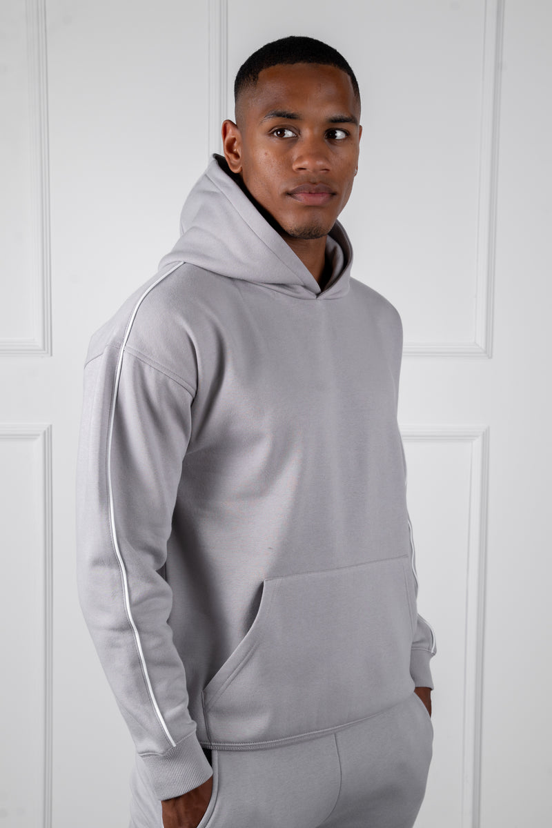 Piping Detail Hoodie - Grey