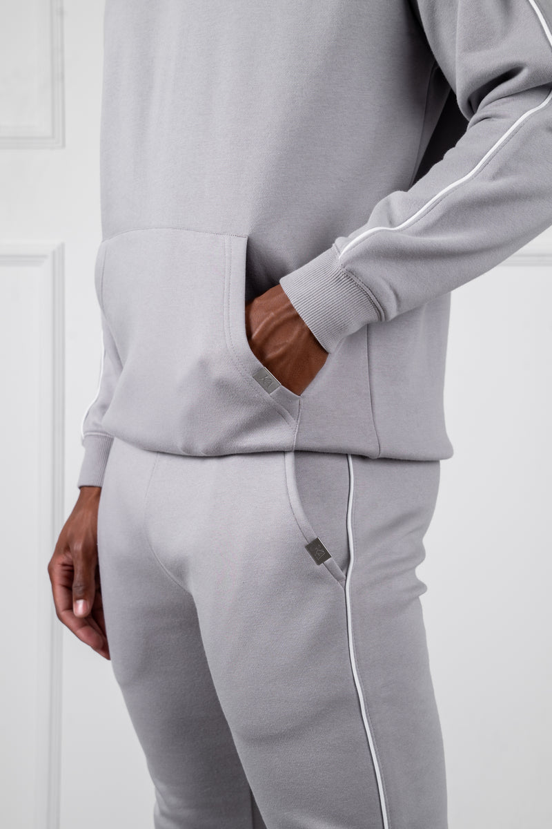 Piping Detail Hoodie - Grey