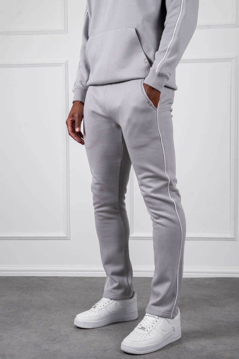 Piping Detail Straight Leg Jogger - Grey