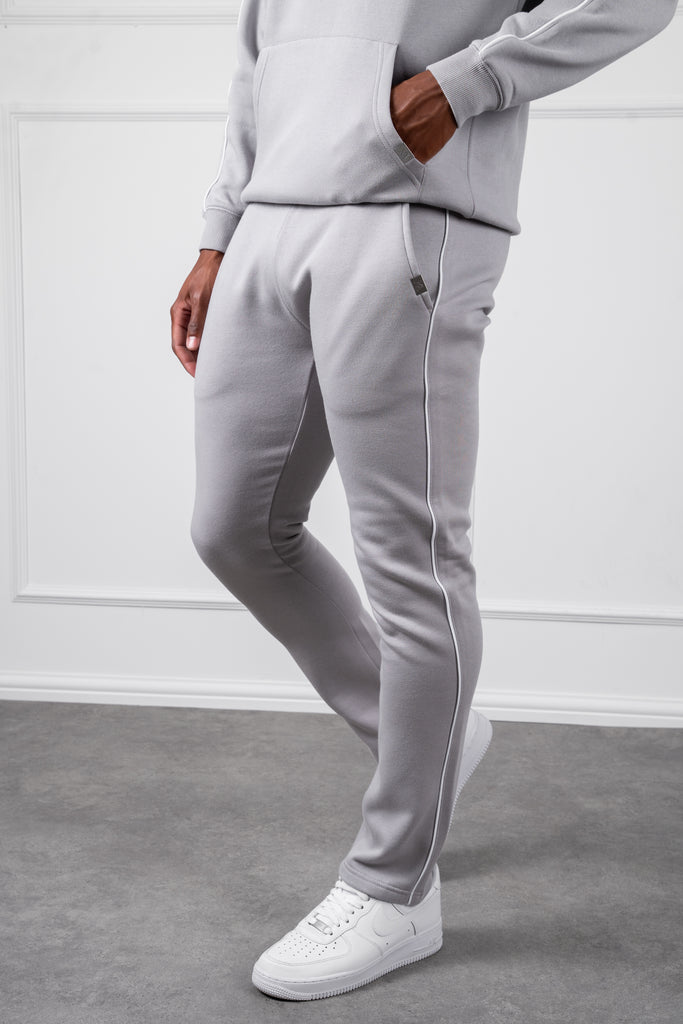 Piping Detail Straight Leg Jogger - Grey