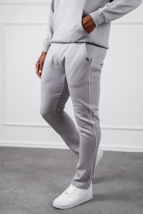 Piping Detail Straight Leg Jogger - Grey