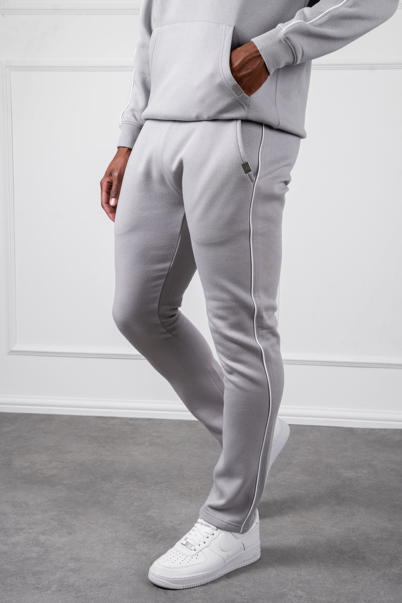 Piping Detail Straight Leg Jogger - Grey