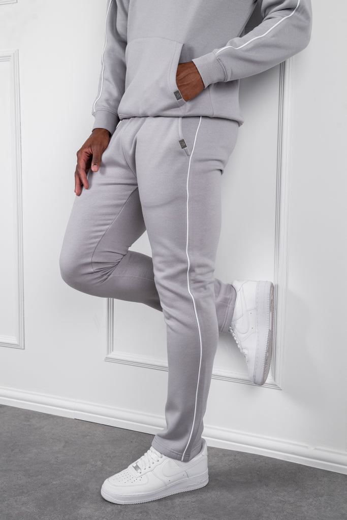 Piping Detail Straight Leg Jogger - Grey