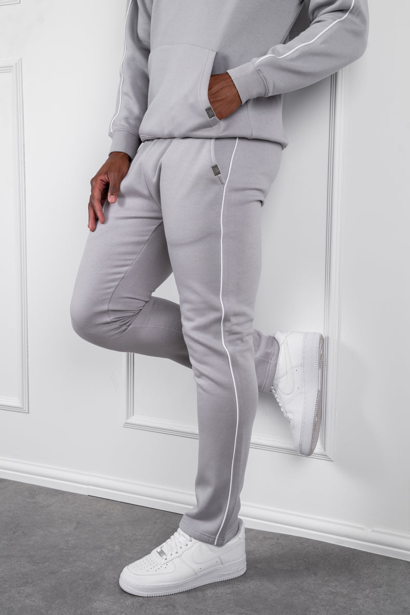 Piping Detail Straight Leg Jogger - Grey