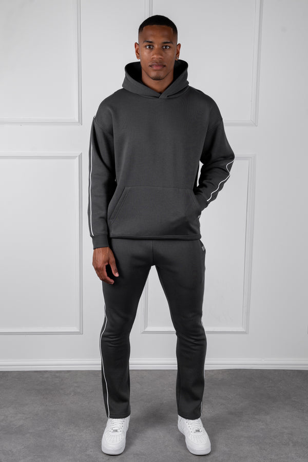 Piping Detail Straight Leg Jogger - Charcoal