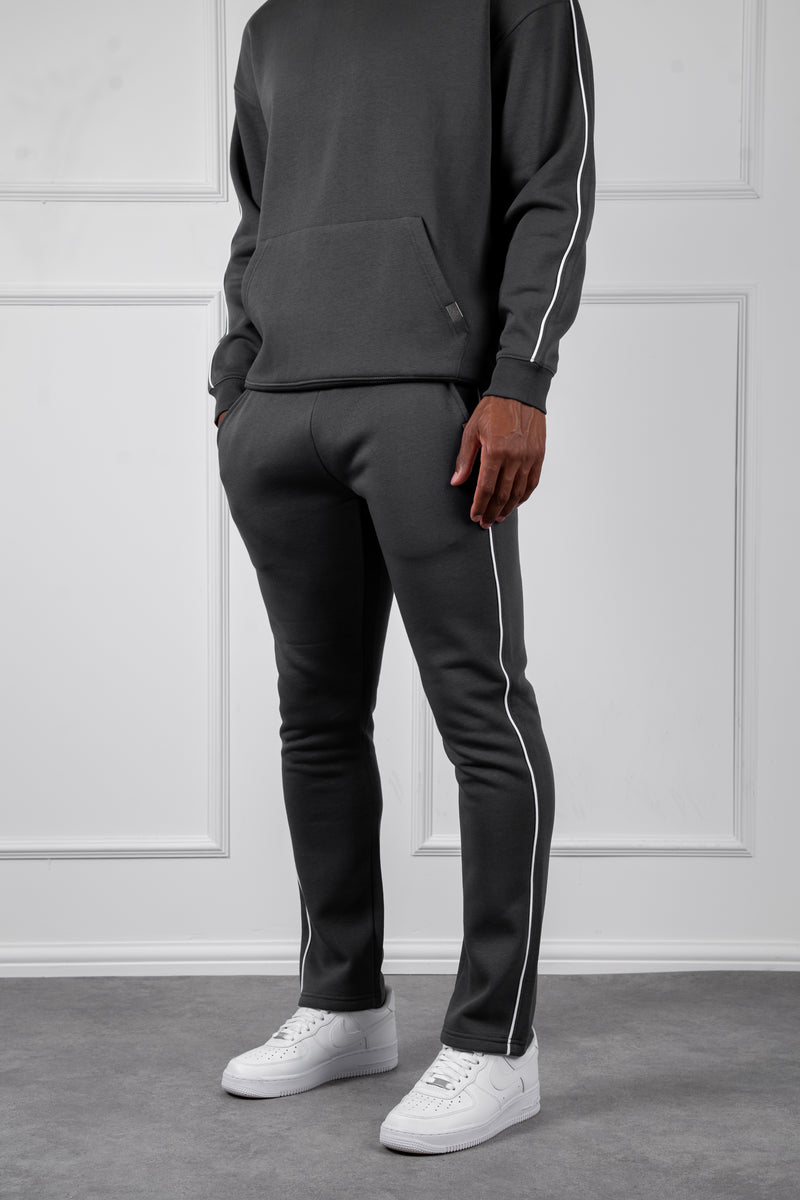 Piping Detail Hoodie - Charcoal