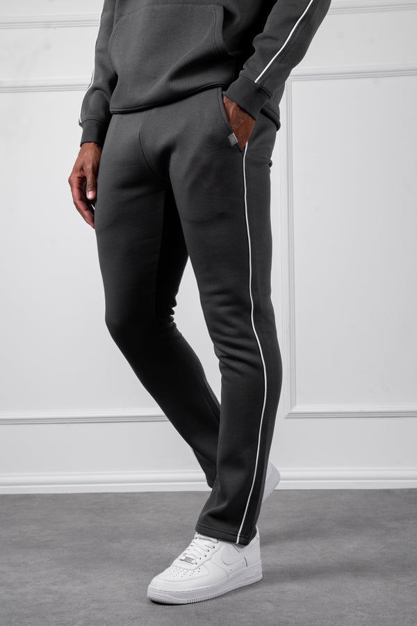 Piping Detail Straight Leg Jogger - Charcoal
