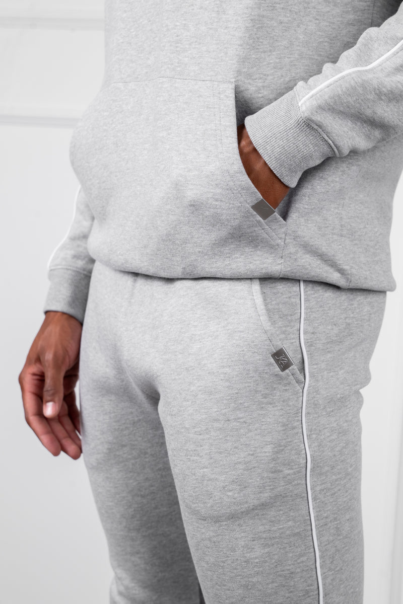 Piping Detail Straight Leg Jogger - Grey Marl
