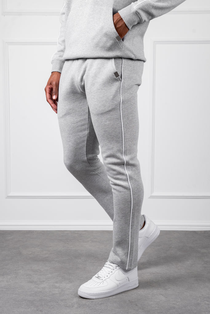 Piping Detail Hoodie - Grey Marl