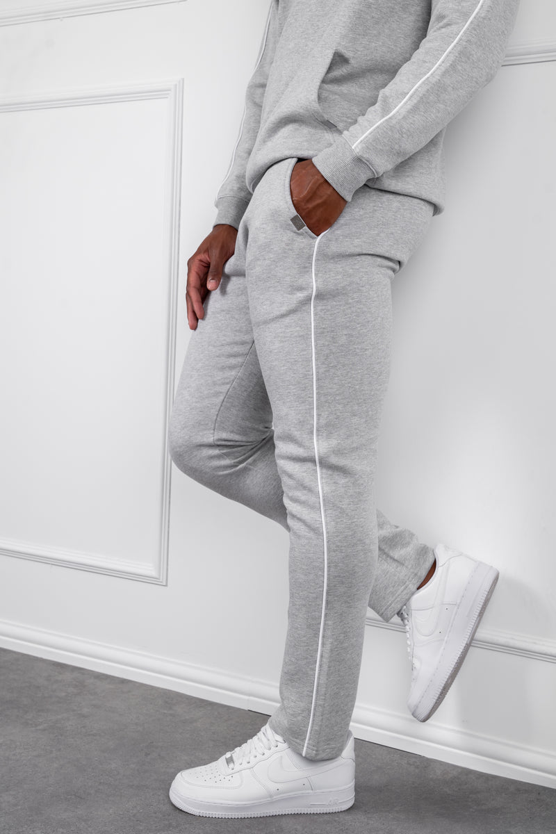 Piping Detail Straight Leg Jogger - Grey Marl